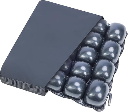 Inflatable Pressure Relief Air Cell Cushion for Wheelchair & Mobility Scooter, Breathable Cooling Seat Cushion for Pain & Sores Relief, Long Sitting, Airplane & Office Use (16" x 16")