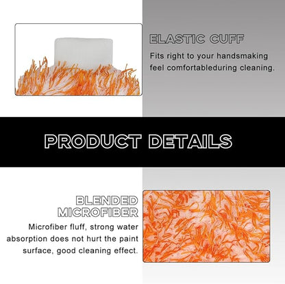 Yourkar 2 PCS Car Wash Mitt, 8"×10" Soft & Scratch-Free Premium Plush Microfiber Washing Glove, Machine Washable Lint Free Absorbent Detailing Wash Mitt, Universal Car Accessories (Orange)