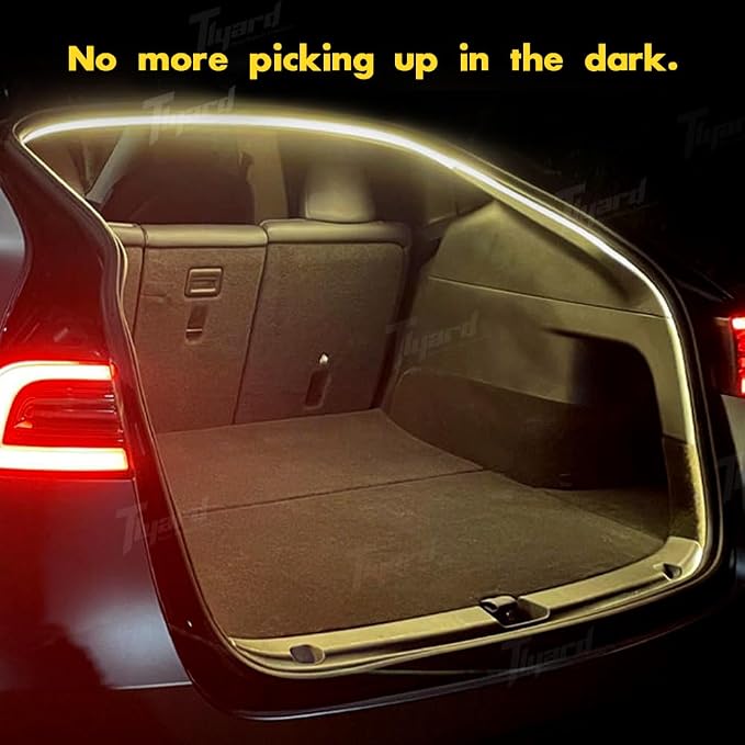 Tlyard Trunk LED Lights Strip for Tesla Model Y 2020-2025 Back Interior Frunk Lightning Waterproof &High Brightness Strip for Tesla Model Y Accessories Warm White