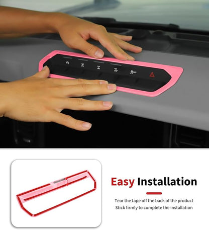 JWWY Interior Trim Kit Full Set Dress-Up Kit Decor Set Center Console Gear Shift Dashboard Panel Door Handle AC Rearview Vent Adjustment Cover Trim for 2021-2026 Ford Bronco Accessories 14pcs Pink