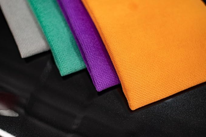 The Rag Company - The Pearl - Professional Microfiber Detailing Towel for Ceramic Coating Leveling and Sealant Removal, Safe and Scratch-Free with No Tags, 320gsm, 16in x 16in, Green -12 Pack