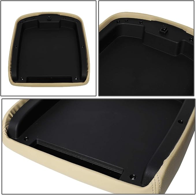 Auto Dynasty Tan Leather Center Console Lid Armrest Cover Compatible with 2007-2014 Chevy Avalanche Silverado Tahoe Yukon XL Sierra