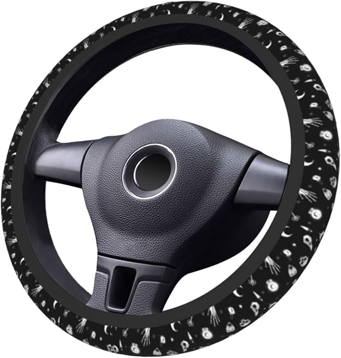 Gothic Steering Wheel Covers Non Slip Neoprene Universal 15 Inch Steering Wheel Protector Car Cover for Men Women