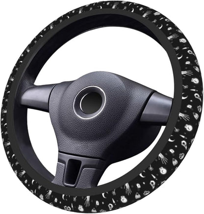 Gothic Steering Wheel Covers Non Slip Neoprene Universal 15 Inch Steering Wheel Protector Car Cover for Men Women