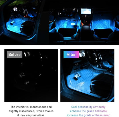 Ohleats Car LED Strip Light, 48 LED RGB Auto Interior Atmosphere Lights, Cigarette Lighter Under Dash Ambient Night Light, Interior Lamp Lighting Kit (Ice Blue, USB)