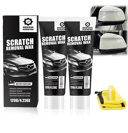 Scratch Remover for Vehicles - Car Paint Scratch Remover with Sponge & Wipe, Car Scratch Repair Kit for All Color, Auto Detailing Polish for Light to Deep Scratches (2 PC)