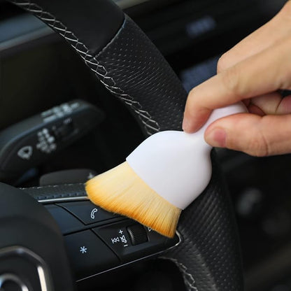 AOCISKA Car Interior Detailing Brush,Soft Bristle Cleaning Brush Car Detailing Brush Dusting Brush,Car Interior Cleaning Tool,Auto Detail Brush Car Dash Duster Brush (White with Cap)