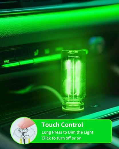 USB Light Touch Dimmable Retro USB Led Lights for Car,Mini USB Light Bulb Ambient Lighting for Car Bedroom Party Christmas Hallway Camping,Green 2Pack