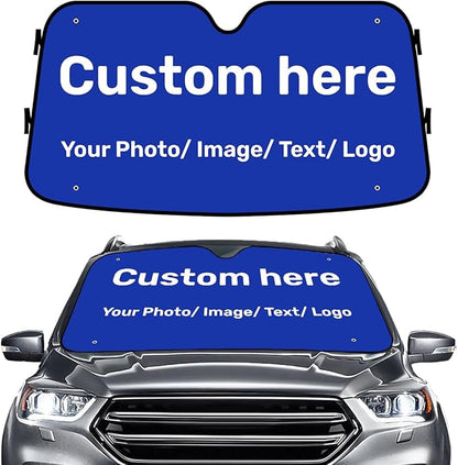 GENANY Custom Windshield Sun Shade for Car SUV Truck (55x30 Inches), Turn Your Photo Logo Text Into Windshield Sunshades, Personalized Car Sun Shades, Customized Sun Blocker Keep Your Vehicle Cool