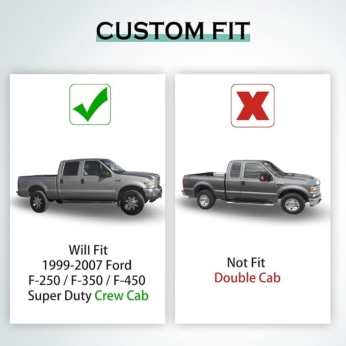 KARPAL Floor Mats for 1999-2007 Ford F250/ F350/ F450 Super Duty Crew Cab Carpet Floor, Custom Fit TPE All Weather Ford F250 Accessories 1st & 2nd Floor Liner