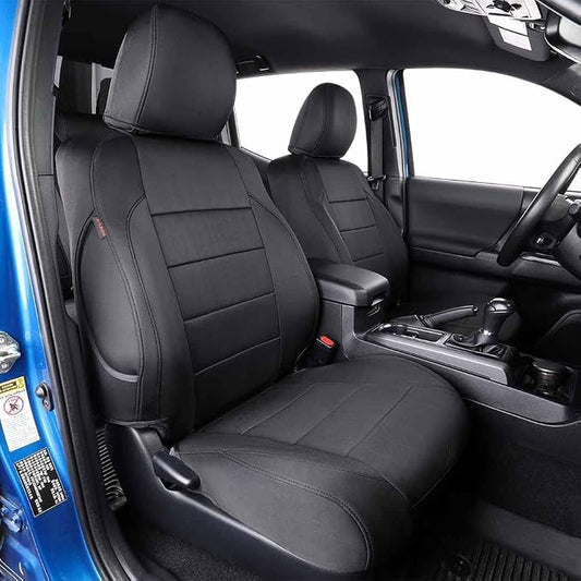 EKR Custom Fit Tacoma Neoprene Car Seat Covers for Toyota Tacoma 2012 2013 2014 2015 (Regular Seats)- Truck Seat Covers Full Set,Neoprene (Black)