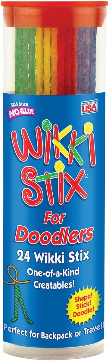 Wikki Stix Doodler Travel Toy for Kids – 24 Reusable Wax Sticks for Sensory Play, Screen-Free Airplane & Road Trip Activity, Mess-Free Fidget Craft for Ages 3+ Made in USA