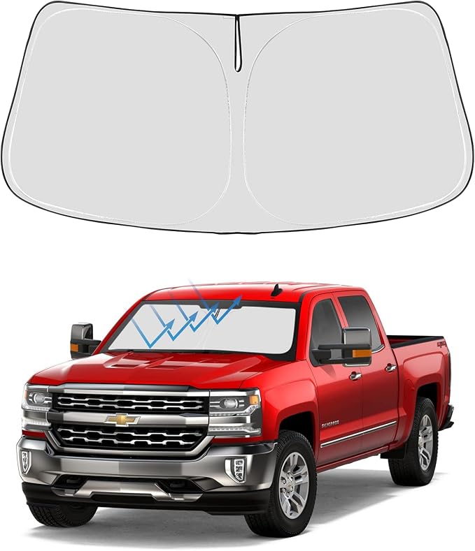 Proadsy 2026 Upgrade Front Windshield Sun Shade Foldable Sunshade Protector Custom Fit 2014-2018 Silverado Regularcab Crewcab Extendedcab Accessories