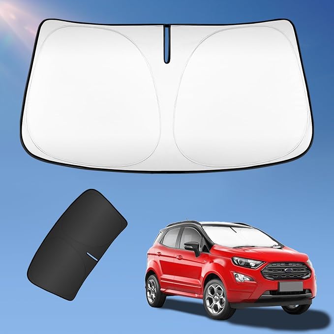 Sun Shade Sunshade for Ford EcoSport 2014-2024 Windshield Cover, 4-Layers Sun Shield 250T Silver Coating Sun Visor Foldable Front Window Shade Blocks UV Rays Car Cool Accessories