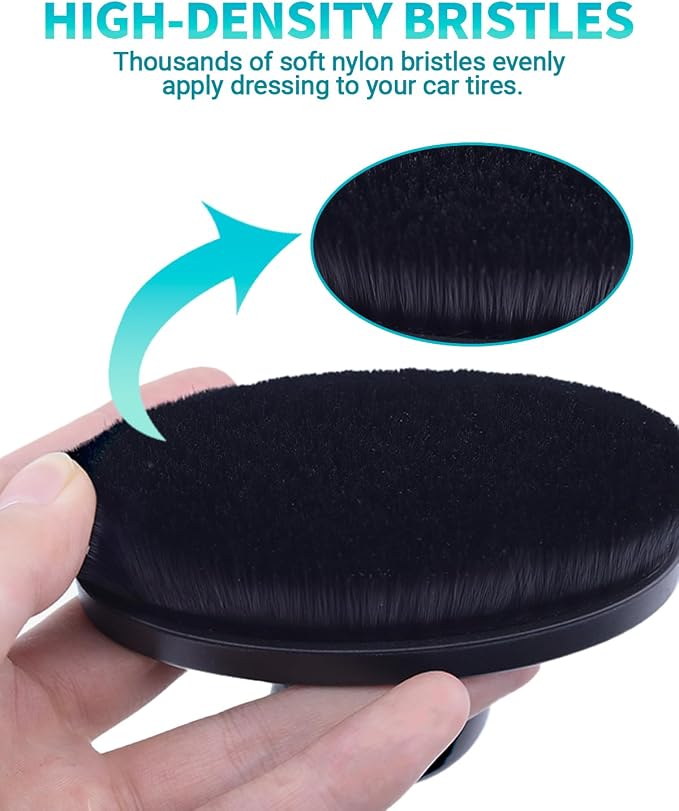 Car Tire Shine Applicator Brush, Auto Tire Detail Brushs, Portable Car Tire Brush with Seal Cover Design, High Density Soft Shine Applicator Brushs, for Auto Detailing Cleaning (1 PCS, Large Size)