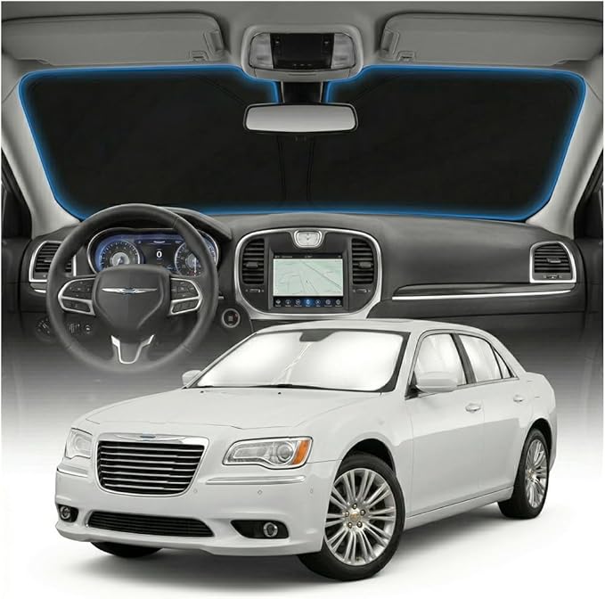 for Chrysler 300 300C Sun Shade Windshield Cover - Custom Fit 300 300C Accessories 2011-2024 2025 Sunshade Foldable UV Protection & Heat Shield Sun Visor Accessories