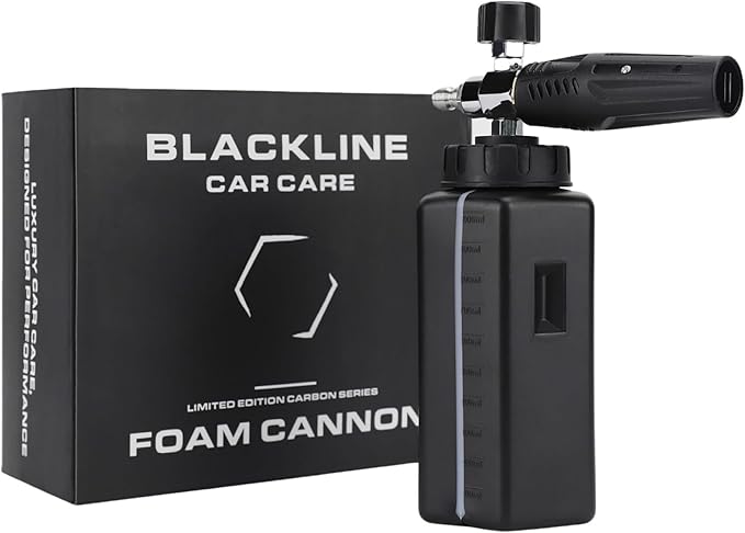 Blackline Foam Cannon for Pressure Washers (Wide Mouth), Durable Car Wash Foam Gun, Easy to Use & Adjust, Creates Thick Foam, 1L Bottle & Snow Foam Lance w/ 1/4" Quick Connect