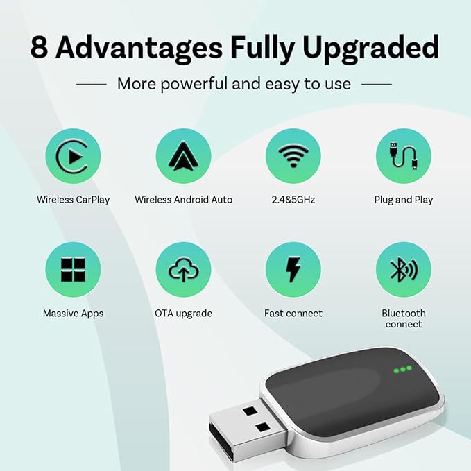 Wireless Carplay Adapter for Beetle 2016 2017 2018 2019, 2 in 1 Android Auto/Carplay Wireless Adapter Auto Reconnect Accessories