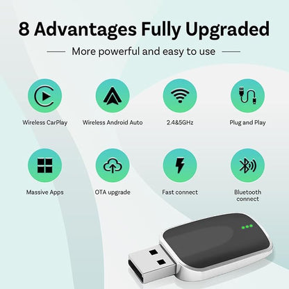 Wireless Carplay Adapter for Buick GL6 2018 2019 2020 2021 2022 2023 2024, 2 in 1 Android Auto/Carplay Wireless Adapter Auto Reconnect Accessories