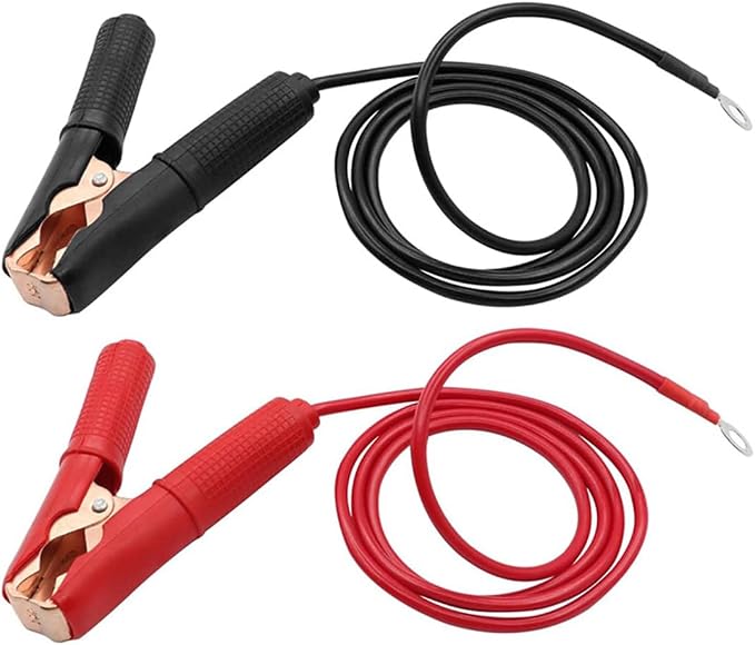 2 Pcs Alligator Clips Booster Jumper Cable 50A-3.3 ft 13 AWG Alligator Clips Booster Jumper Cable，for 12V/ 24V Car Battery Charging Jumper Cable
