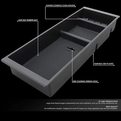 DNA MOTORING Center Console Organizer Tray Compatible with 15-19 F150 with Bucket Seats, Armrest Storage Box, ZTL-Y-0073