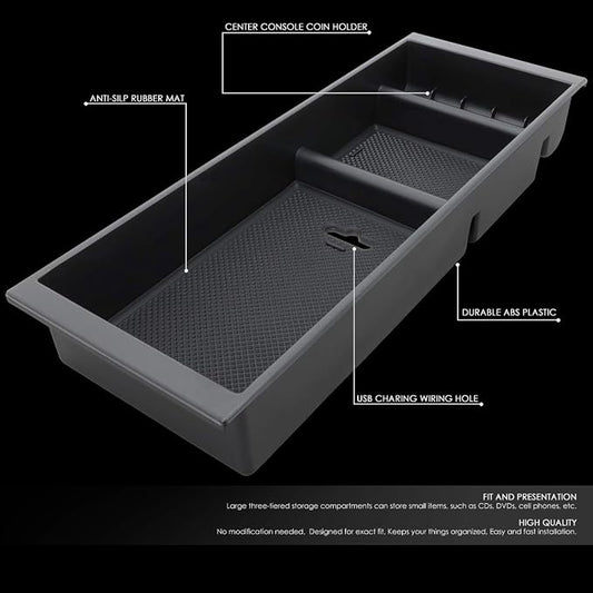 DNA MOTORING Center Console Organizer Tray Compatible with 15-19 F150 with Bucket Seats, Armrest Storage Box, ZTL-Y-0073