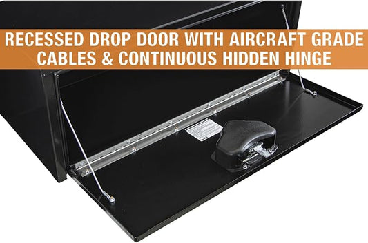 Buyers Products 1703305 Black Steel Underbody Truck Tool Box – 14 x 16 x 36 Inch - Truck Bed & Underbelly RV Storage Box, Locking T-Latch, Weather-Resistant, Heavy-Duty Flatbed Job Box, Made in USA