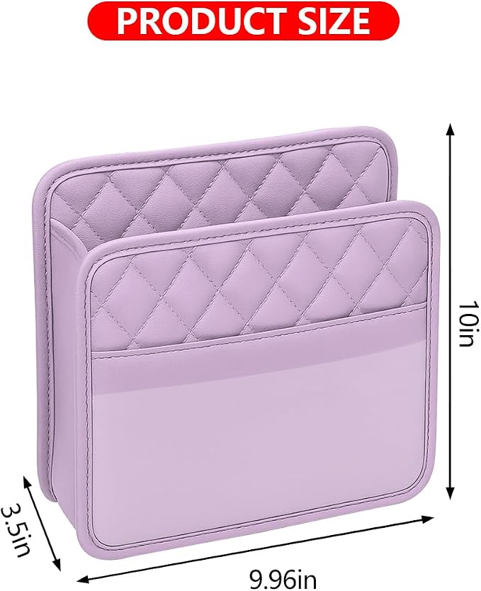 Mandark Car Seat Back Organizer, PU Leather Automotive Backseat Hanging Storage Pocket, Multipurpose Vehicle Travel Essentials Accessories for Kids & Adults, Universal for Most Cars (Purple)