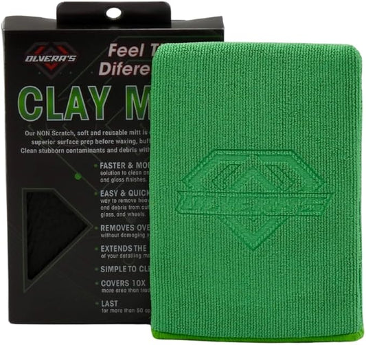 Clay Bar Mitt for Auto Detailing - Fine-Grade Scratch-Free Synthetic Clay Bar - Removes Contaminants, Overspray & Brake Dust - Paint Prep Cleaner for Cars, Boats, Bikes, Glass, & Wheels - 50+ Uses