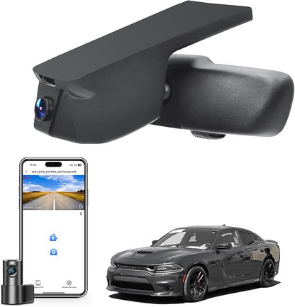 Front 4K & Rear 1080P Dash Cam Custom Fit for Dodge Charger 2015 2016 2017 2018 2019 2020 2021 2022 2023(Model A),GT R/T SRT Hellcat Widebody SXT etc,Integrated OEM Look,WiFi & App,GPS,128GB Card