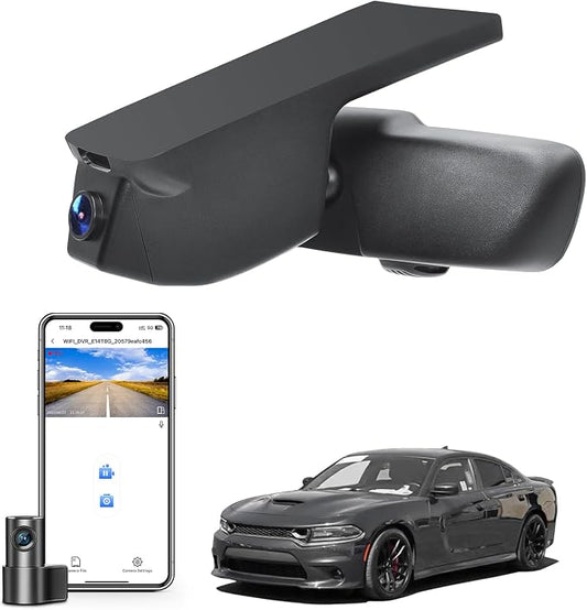 Front 4K & Rear 1080P Dash Cam Custom Fit for Dodge Charger 2015 2016 2017 2018 2019 2020 2021 2022 2023(Model A),GT R/T SRT Hellcat Widebody SXT etc,Integrated OEM Look,WiFi & App,GPS,128GB Card
