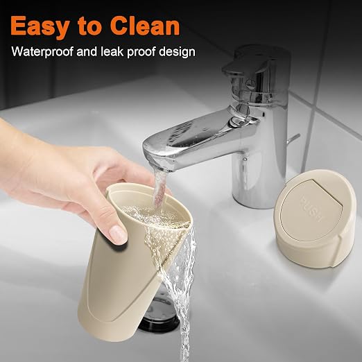 Car Trash Can, Leakproof Mini Car Garbage Can Cup Holder with Lid | Car Door Trash Bin with 20 Trash Bags, Vehicle Front Back Seat Organizers and Storage for Car, Home, Office, Beige