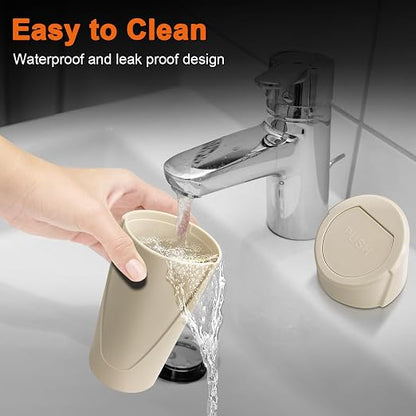 Car Trash Can, Leakproof Mini Car Garbage Can Cup Holder with Lid | Car Door Trash Bin with 20 Trash Bags, Vehicle Front Back Seat Organizers and Storage for Car, Home, Office, Beige