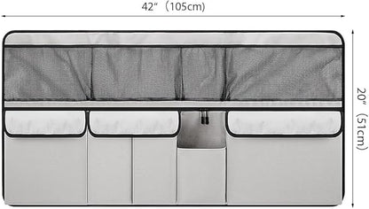 Viaviat Hanging Car Trunk Organizer, Collapsible Backseat Storage Bag with 9 Large Pockets for Medium or Large Size SUV, Truck, MPV, Car Interior Accessories (Light-gray)