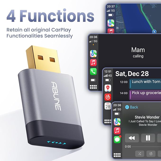 2025 Mini Wireless CarPlay Adapter for iPhone & Android Auto, Easy to Use Bluetooth Dongle with Fast Stable Connection, Converts Wired to Wireless Car Play Adapter, for 2016+ Vehicles with USB-A/C
