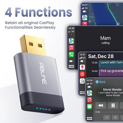 2025 Mini Wireless CarPlay Adapter for iPhone & Android Auto, Easy to Use Bluetooth Dongle with Fast Stable Connection, Converts Wired to Wireless Car Play Adapter, for 2016+ Vehicles with USB-A/C