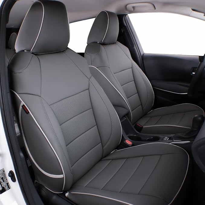 EKR Corolla Seat Covers Custom Fit for Toyota Corolla 2019 2020 2021 2022 2023 2024 2025 2026 Hatchback SE/XSE/Nightshade,Full Set Leather Car Seat Cover for SUV-Faux Leather(Gray)