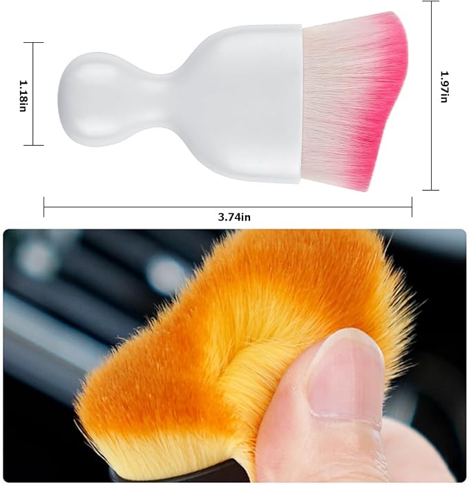 Blilo Car Interior Detailing Brush with Dust Cover, Auto Soft Hair Cleaning Brushes, Scratch Free Curved Dirt Collectors, for Vehicle Dashboard Air Conditioner Vents Leather(White/Red)