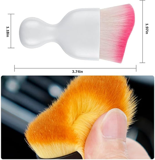 Blilo Car Interior Detailing Brush with Dust Cover, Auto Soft Hair Cleaning Brushes, Scratch Free Curved Dirt Collectors, for Vehicle Dashboard Air Conditioner Vents Leather(White/Red)