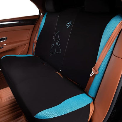 Flying Banner Butterfly car seat Covers ful Set Fashion Universal Lady Woman Female Rear Bench Back Split Colorized (Mint Blue, Full Set - Lace)