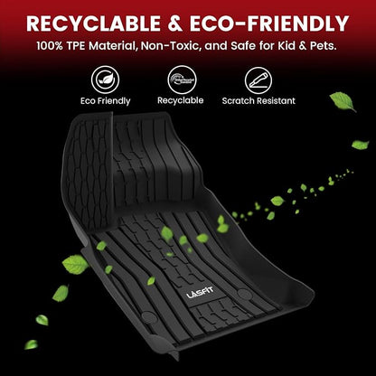 LASFIT Floor Mats for 2019-2023 Lincoln Nautilus & 2016-2018 Lincoln MKX, Custom Fit Full Coverage TPE Floor Liners, All Weather Front Rear Set, Black
