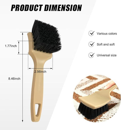 Car Carpet Cleaning Brush, 8.5-Inch Tire Cleaner Scrub Brushes with Stiff Bristles, Wheel Hub Scrub Brush Exterior Washing Supplies for Sedan SUV Truck, Car Accessories (Khaki)