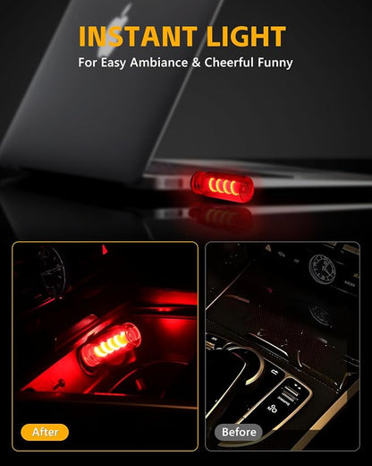 2PCS [Retro Playful Style] USB Lights for Car, Touch Adjustment Lights, Plug in USB Car Interior Ambient Light, Mini Spiral LED USB Night Light for Camping, Christmas Decoration, Party (Red)