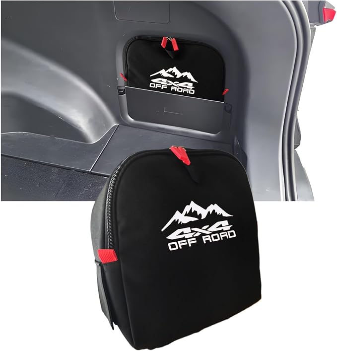 Trunk cubby storage bag Cargo side pocket compatible with Toyota RAV4 2019-2025 backpack organizer car trunk accessories (4x4White)