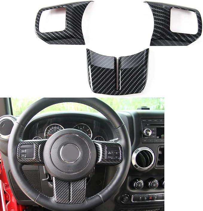 RT-TCZ for Jeep JK Interior Trim Kit Black, JKU Center Console Dashboard Panel Trim Cover for Jeep Wrangler JK JKU 2011-2017 Black ABS Carbon Fiber Interior Accessories 10pcs