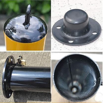 Bollard Security Posts and 5m Plastic Chain BER Set with Hanging Ring and Reflective Tape(65 × 7.6cm) (80 × 8.9cm)