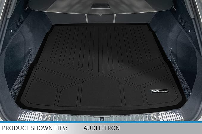 SMARTLINER All Weather Custom Fit Black 2 Row Floor Mats and Cargo Liner Set Compatible with 2019-2022 Audi E-Tron/E-Tron Sportback (Only fits Without 2nd Row Retentions)