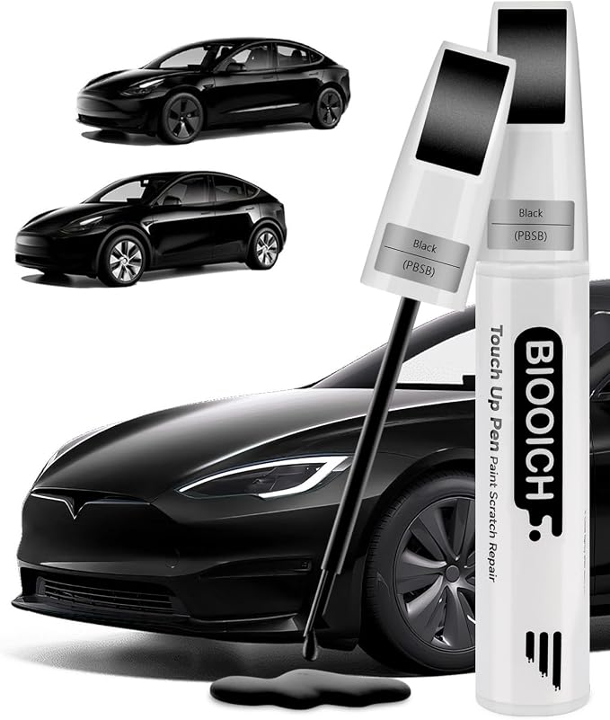 Touch Up Paint Pen Exact Color Match Car Chip and Scratch Repair (for Tesla, Solid Black(PBSB))