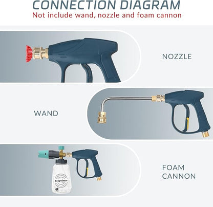 Sooprinse High Pressure Washer Gun 3000 PSI Max, Power Washer Short Gun, High Pressure Spray Gun with 1/4 Inch Quick Connector, M22-14