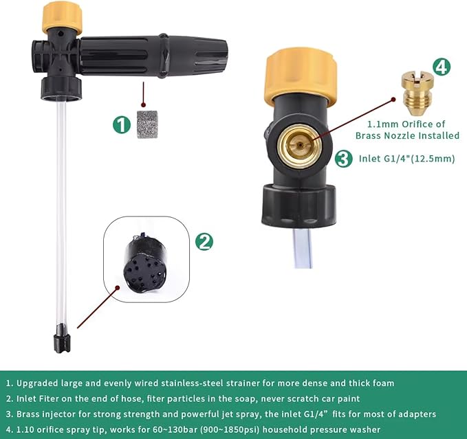 BEARFORCE Electric Pressure Washer DIY Foam Cannon with Connector, Power Washer Adjustable Snow Foam Lance 0.6L Bottle, Compatible with Sun Joe & Some of AR Blue Clean…
